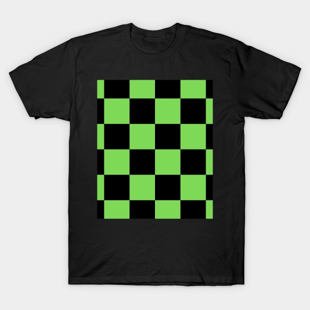 Chessboard Pattern Black and Green Chess Board T-Shirt by Onceer